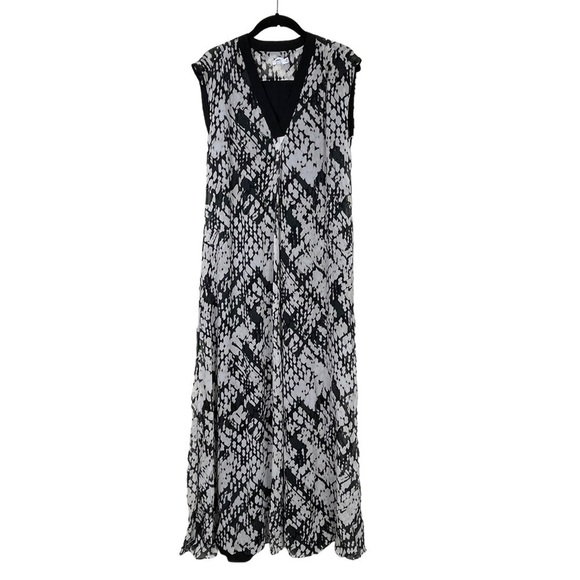 Vince Macadamia Black Basketweave Print Sleeveless Silk Maxi Dress Size XS - Picture 1 of 7
